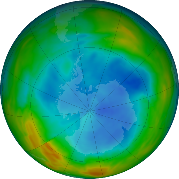 Antarctic ozone map for 19 July 2023